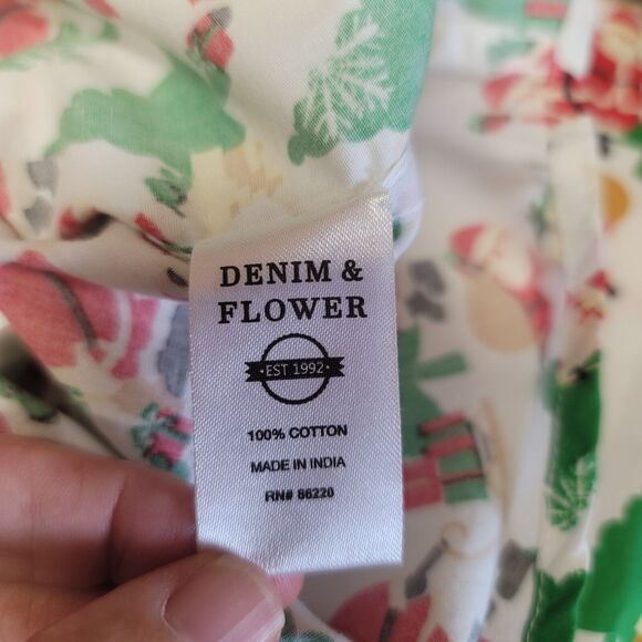 Denim & Flower Ricky Singh Santa Christmas Tree Button Up Shirt Mens Size M - Picture 9 of 11